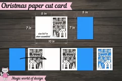 Merry Christmas Paper Cut Card svg, fold card, templates Product Image 3