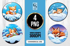 Sleeping Winter Fox Clipart Sublimation PNG Product Image 1