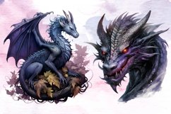 Watercolor Gothic Dragon Clipart Sublimation, Dragon Product Image 2
