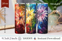 Fireworks Tumbler Wrap Design, Art Tumbler Sublimation PNG Product Image 1