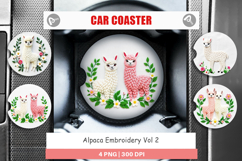 Car Coaster Alpaca Embroidery Product Image 1