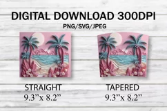 3D Beach Tumbler Sublimation Design, 3d Tumbler Wrap Product Image 7