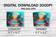 3D Beach 20 oz Skinny Tumbler Sublimation, 3d Plam Tree Wrap Product Image 7
