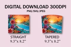 3D Sunrise Beach 20 oz Skinny Tumbler Sublimation Product Image 7