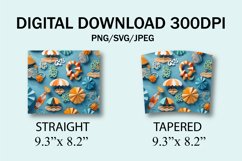 3D Summer Tumbler Wrap, 20oz Skinny Sublimation Designs PNG Product Image 7