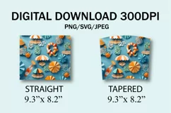 3D Summer Tumbler Wrap, 20oz Skinny Sublimation Designs PNG Product Image 7
