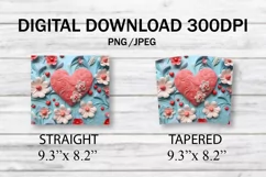 3D Heart Floral Tumbler, 3D 20oz Skinny Tumbler Sublimation Product Image 7