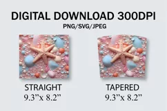 3D Starfish and Seashells 20 oz Skinny Tumbler Sublimation Product Image 7