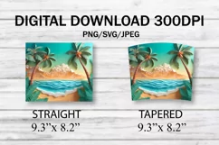 3D Beach Landscape 20 oz Skinny Tumbler Sublimation Design Product Image 7