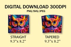 3D Embroidered Flower Owl 20 oz Skinny Tumbler Sublimation Product Image 7