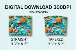 3D Summer Tumbler Wrap, 20oz Skinny Sublimation Designs PNG Product Image 7