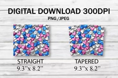 Blue Pink and Silver 3D Hearts 20 oz Skinny Tumbler Wrap Product Image 7