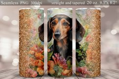 Dachshund Gold Glitter Tumbler Sublimation Wrap Product Image 1