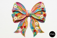 Summer Brushstroke Bow PNG, Floral Coquette Sublimation Product Image 1