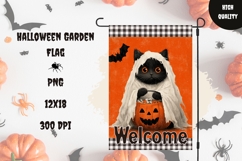 Cartoon Halloween Cat Garden Flag, Welcome Garden Flag Print Product Image 1