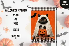 Cartoon Halloween Cat Garden Flag, Welcome Garden Flag Print Product Image 1