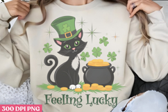 Feeling Lucky PNG, St Patricks Day Cat Sublimation Product Image 2
