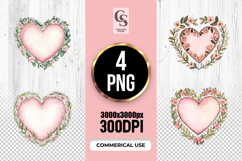 Floral Heart Clipart Sublimation PNG Product Image 1