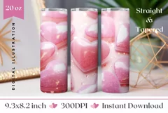 Glitter Love Hearts Tumbler Design, Valentine's Day Tumbler Product Image 1