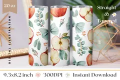 Apples Tumbler Wrap Design, Cute Bows Tumbler, Apples PNG Product Image 1