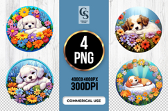 Cute Puppy Flower Garden Clipart Sublimation PNG Product Image 1
