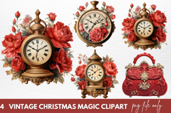 Vintage Christmas Magic Clipart Sublimation Product Image 1