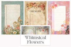 Whimsical Flowers Junk Journal Pages Product Image 1