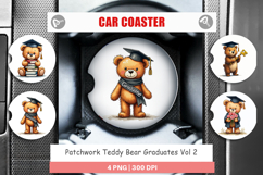 Patchwork Teddy Bear Grad Car Coaster Product Image 1