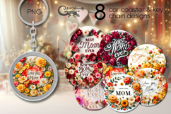 Flowers | Mother&#039;s day Car coaster &amp; key chain sublimation Product Image 1