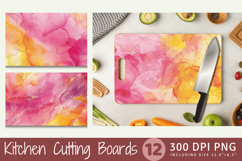 Pink &amp; Yellow Alcohol Ink Cutting Boards sublimation Design Product Image 1