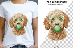 Golden poodle with bubblegum png design for T-shirts Product Image 1