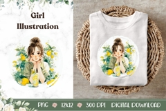 Cartoon Girl Illustration, Lemons PNG, Lemonade PNG Product Image 1