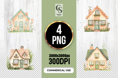 Cute Floral Cottage House Clipart Sublimation PNG Product Image 1