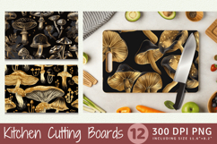 Black Gold Mushrooms Cutting Boards sublimation Design Product Image 1