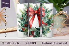 Christmas Tumbler Template, Watercolor Christmas Sublimation Product Image 1