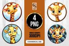 Cute Baby Giraffe Cartoon Clipart Sublimation PNG Product Image 1