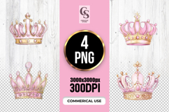 Watercolor Pink Princess Crown Clipart Sublimation PNG Product Image 1