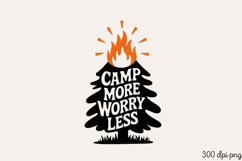 CAMP MORE WORRY LESS PNG, Retro Camping Sublimation PNG Product Image 2
