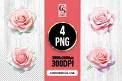 Pink Rose Flower Clipart Sublimation SVG PNG Product Image 1