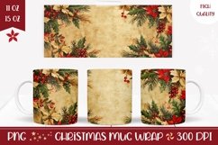 Poinsettia Mug Wrap, Winter Flowers Mug Sublimation Product Image 1