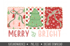 Merry And Bright PNG | Preppy Pink Christmas Sublimation Product Image 1