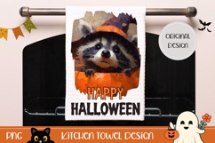 Halloween Towel Print, Halloween Raccoon Sublimation Towel Product Image 1