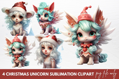 Christmas Unicorn Sublimation Clipart Product Image 1