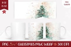 Christmas Tree Mug Sublimation, Watercolor Winter Mug Wrap Product Image 1