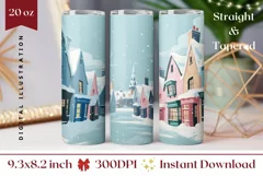 Christmas Village Tumbler Design, Magical Town Tumbler Wrap Product Image 1