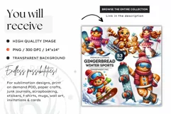 Gingerbread clipart, Christmas clipart PNG, Winter sports Product Image 2