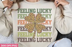Feeling Lucky PNG, Groovy ST Patricks Sublimation PNG Product Image 1