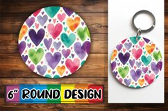 Radiant Circle Sublimation Keychain, Heart Product Image 1