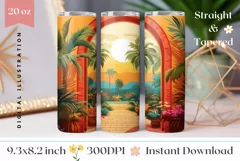 Summer Tumbler Wrap Design, Tropical Tumbler Template Product Image 1