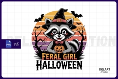 Feral Girl Halloween Raccoon Sublimation PNG Design Product Image 1